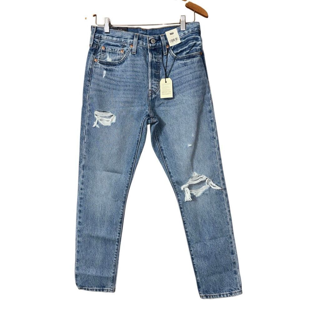 Levi’s 501 high rise distressed button fly skinny jeans size 28 new